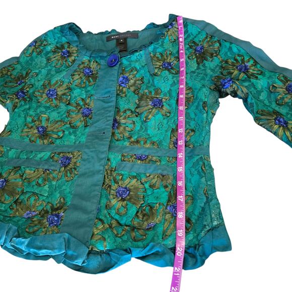 Marc Jacobs Floral Embroidered Jacket – Size 6 – Vintage/Archive – Green/Blue - Picture 6 of 11